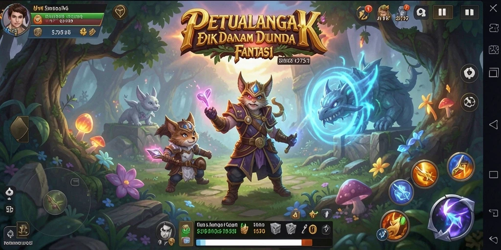 Screenshot menunjukkan karakter dalam aksi di dunia RPG.