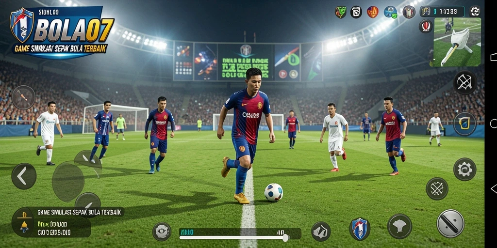 Screenshot BOLA07 menunjukkan momen seru dalam permainan sepak bola.