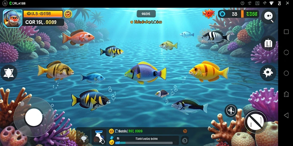 Screenshot gameplay CORLA188 menunjukkan aksi menembak ikan yang seru dan penuh warna.