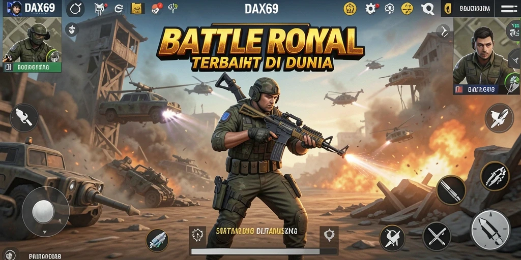 Gameplay DAX69 yang seru dalam pertempuran Battle Royale.
