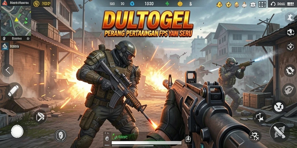 Tampilkan aksi mendebarkan dalam permainan DULTOGEL FPS.