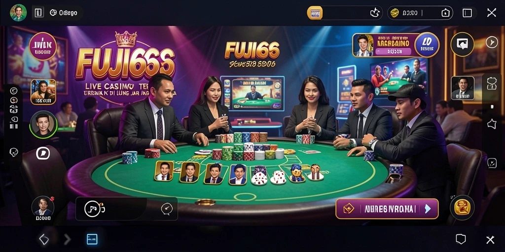 Tampilan gameplay Live Casino yang mendebarkan dan interaktif di FUJI66.