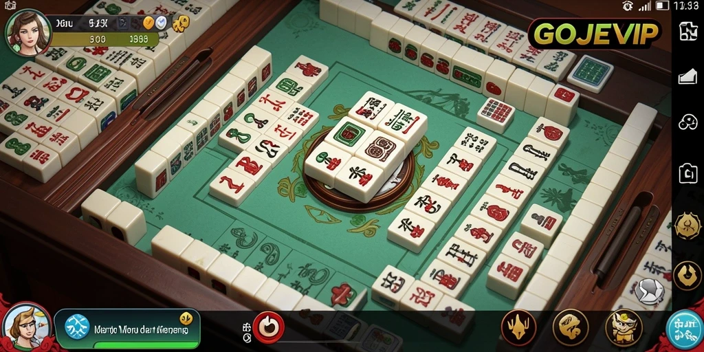 Tampilan aksi permainan Mahjong seru di GOJEKVIP.