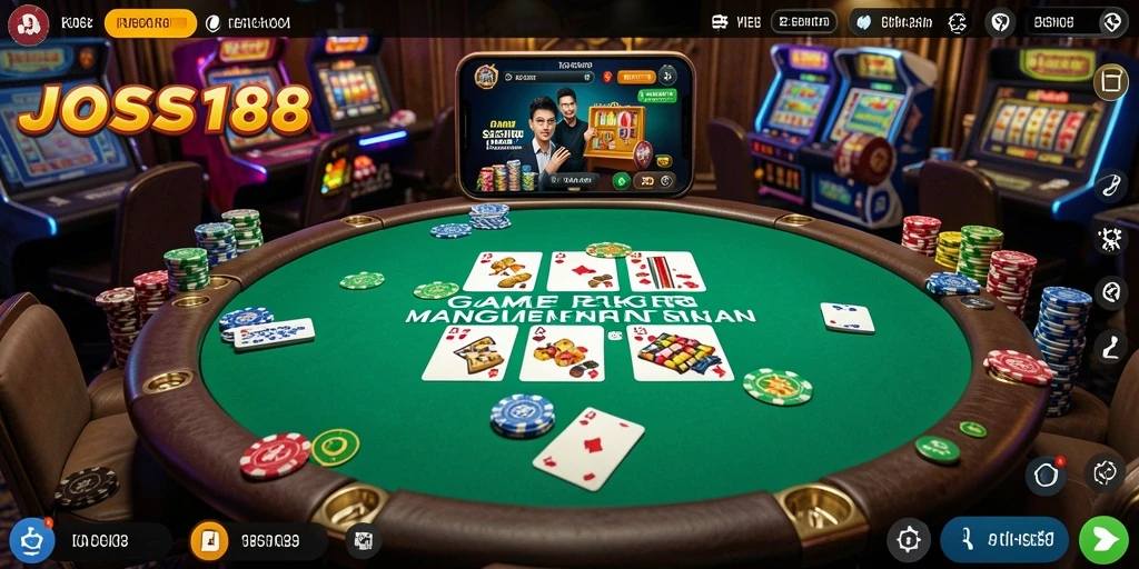 Tampilan gameplay JOSS188 yang menarik dan interaktif di meja poker.